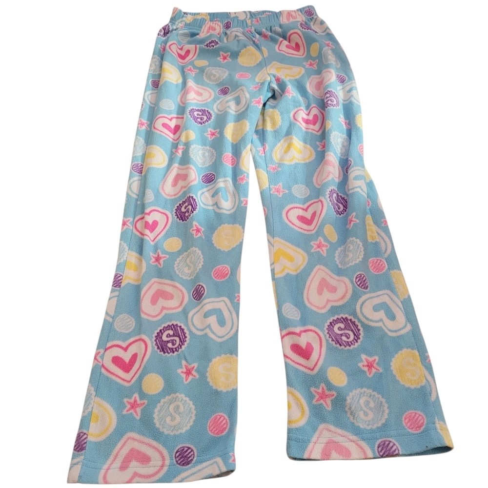 Shopkins L(10/12)  Blue Pajama Bottoms with Multicolored Hearts and Stars